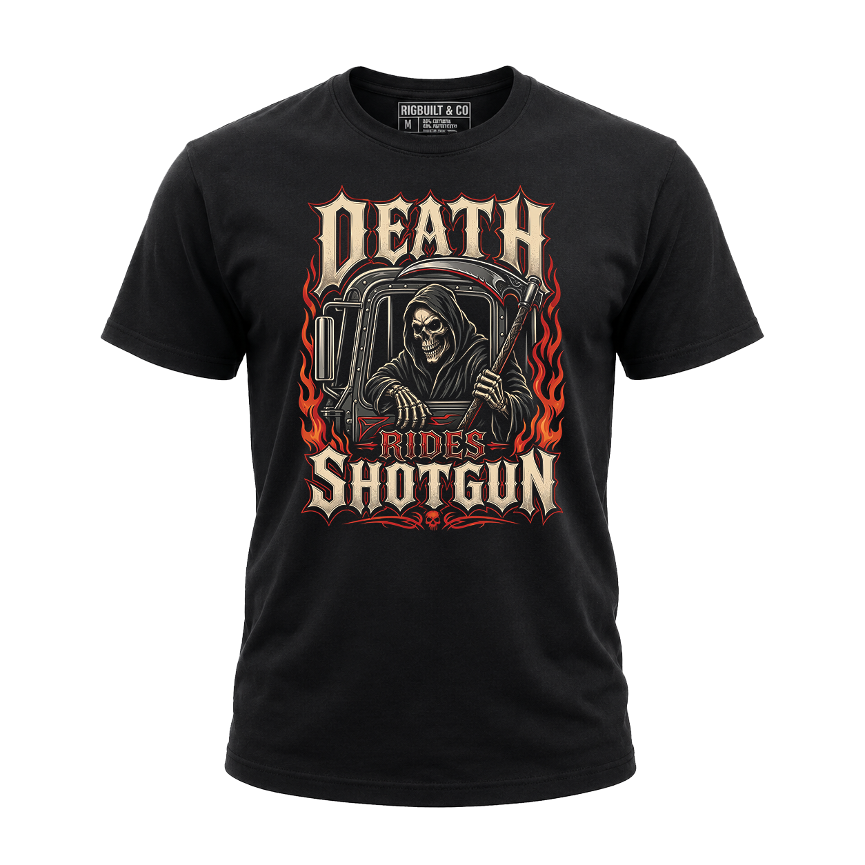 Death Rides Shotgun – Tee Front