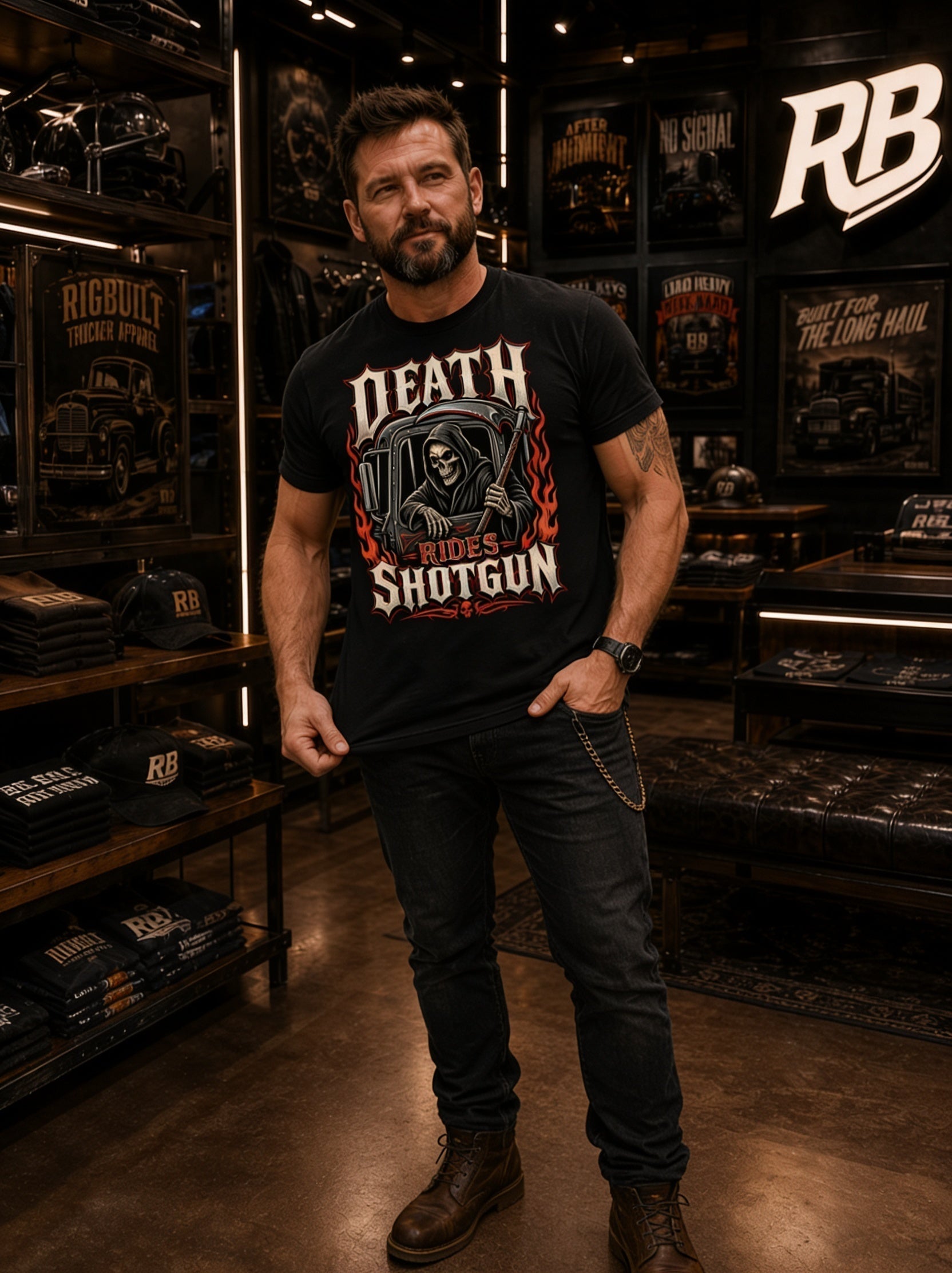 Death Rides Shotgun – Tee Front