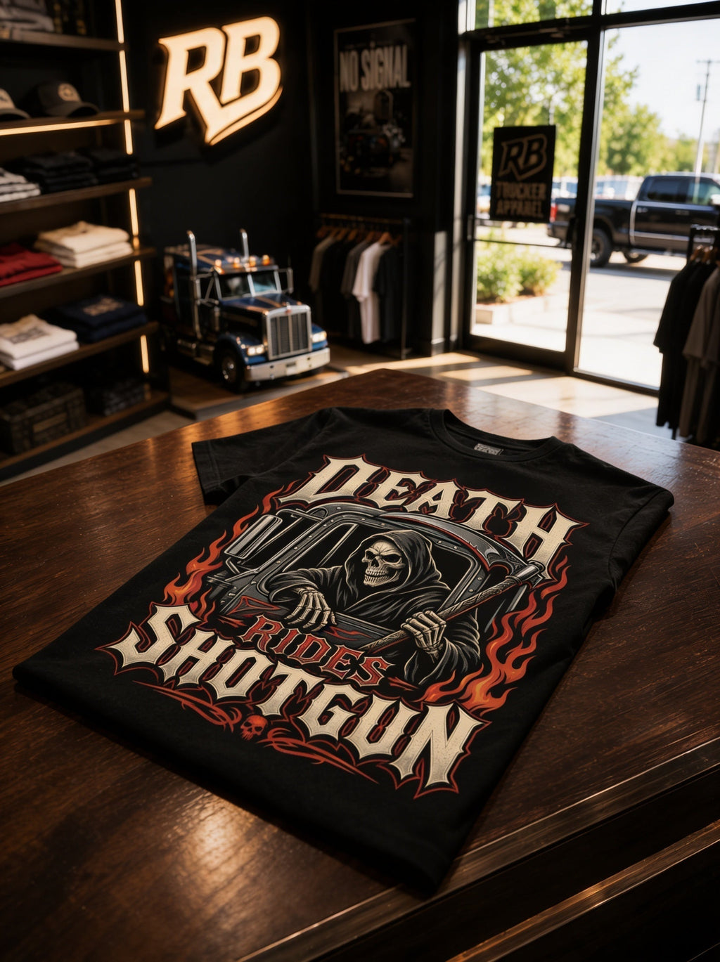 Death Rides Shotgun – Tee Front