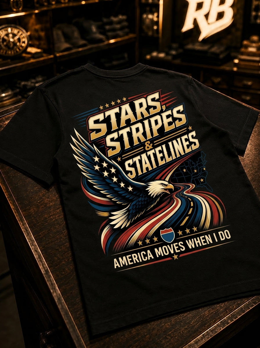 Stars, Stripes & State Lines V2 - Tee Front Back