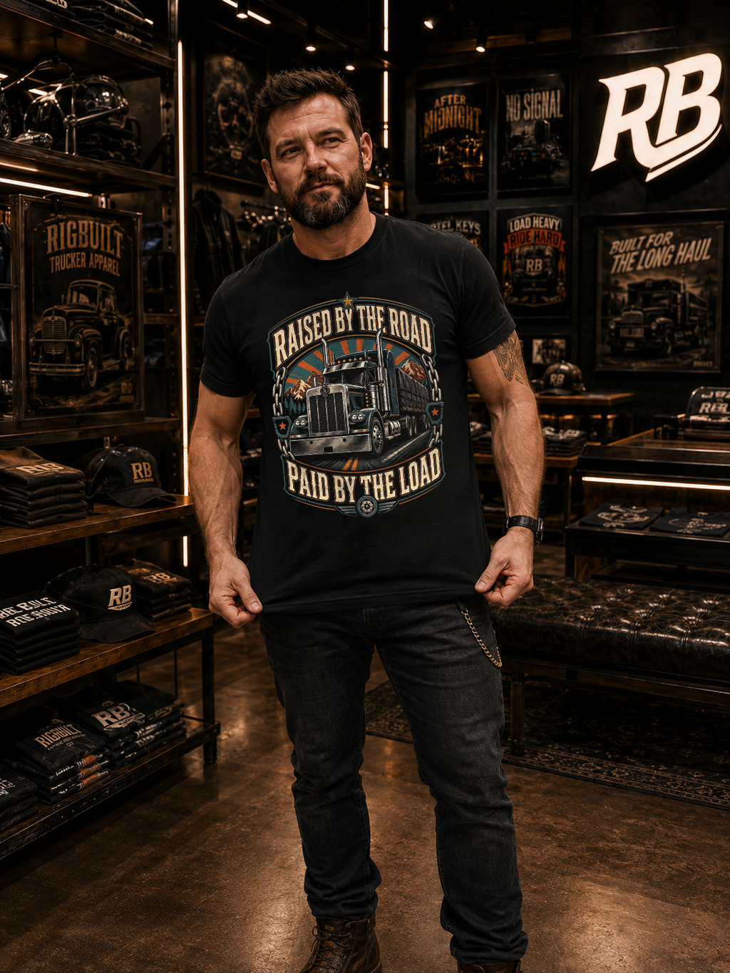 Raised By The Road. Paid By The Load -Tee