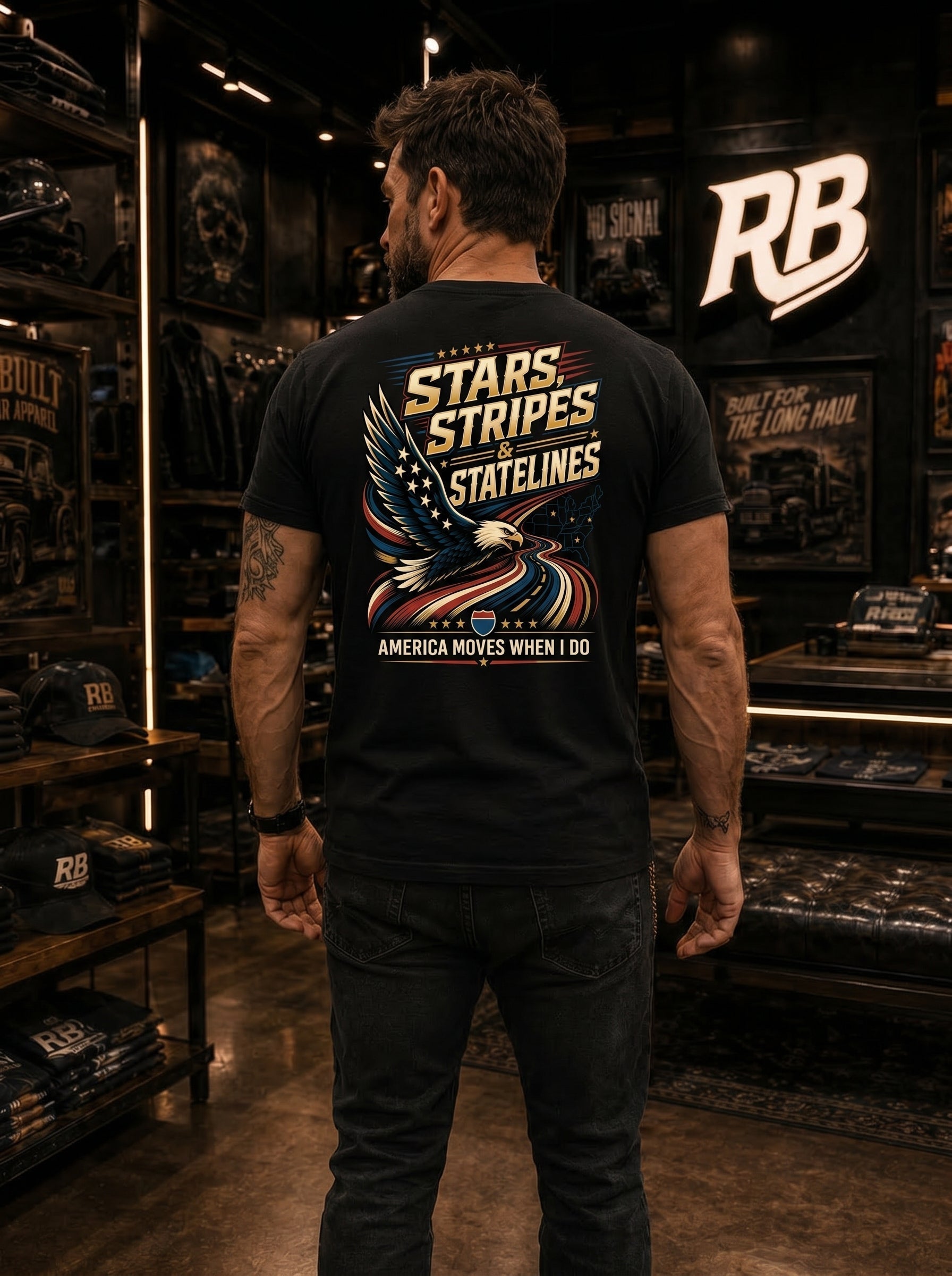 Stars, Stripes & State Lines V2 - Tee Front Back