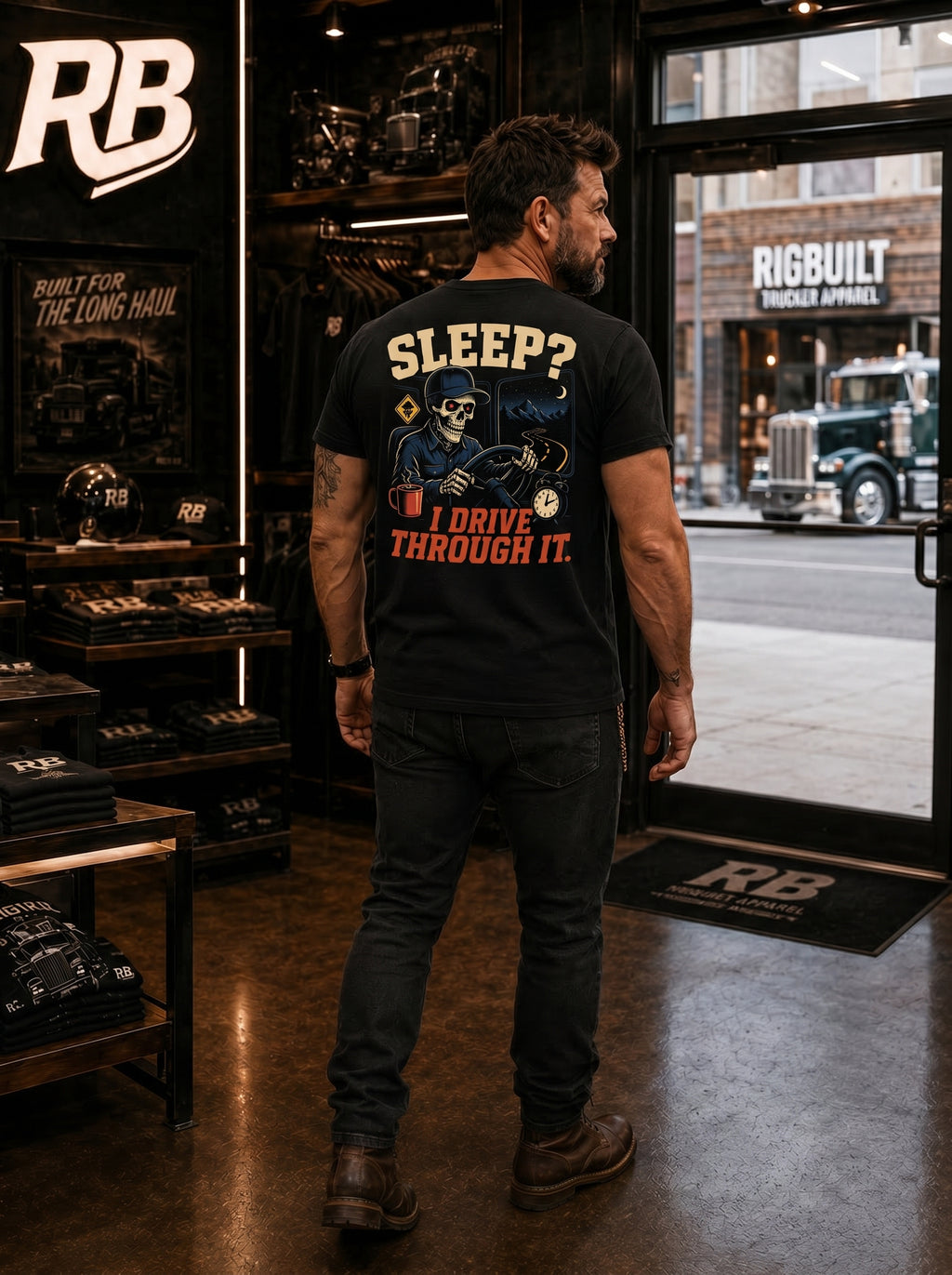Sleep? I Drive Through It - Tee Front Back