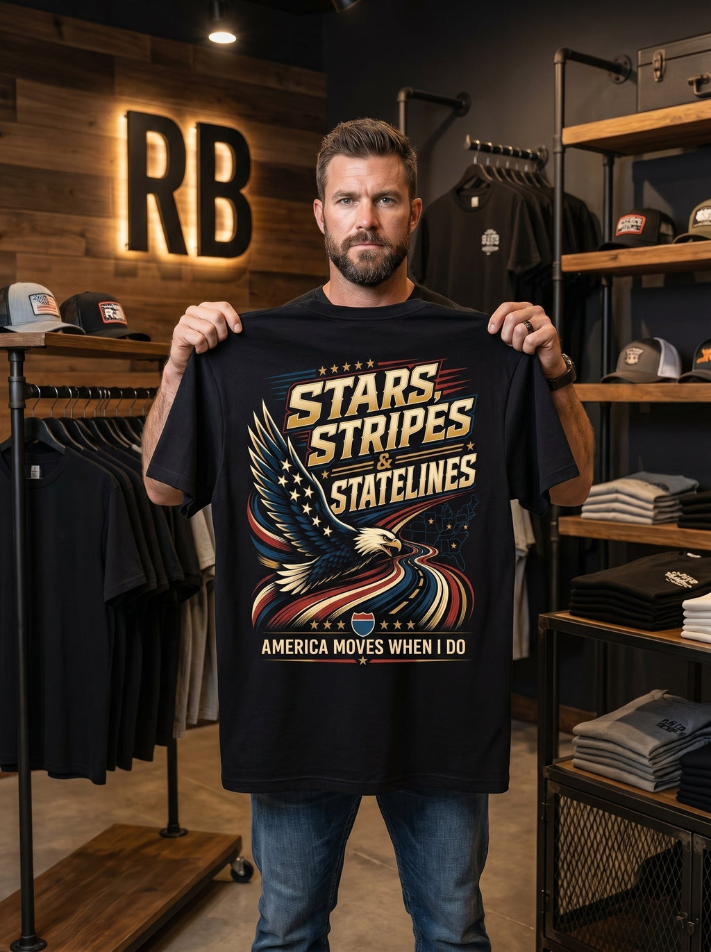 Stars, Stripes & State Lines V2 - Tee Front Back