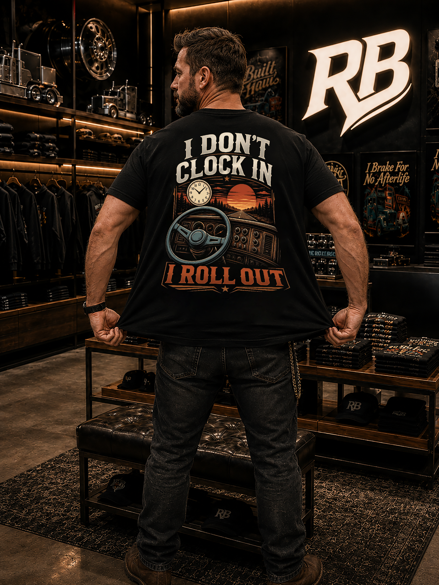 I Don’t Clock In I Roll Out – Tee Front Back