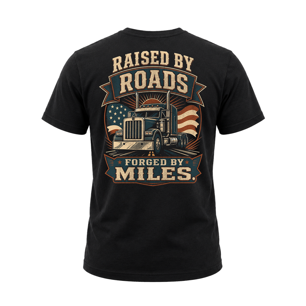 Raised By Roads. Forged By Miles - Tee Front Back