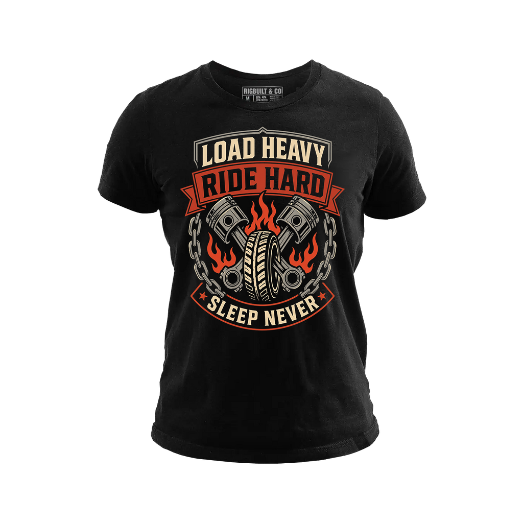 Load Heavy Ride Hard – Tee Front