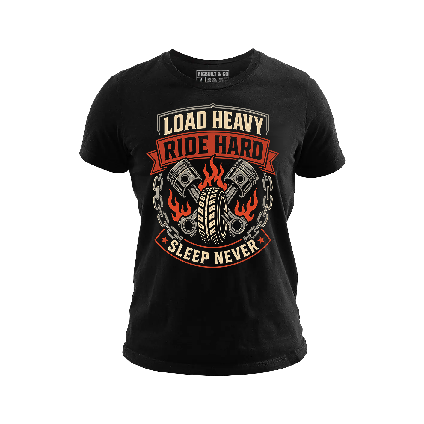 Load Heavy Ride Hard – Tee Front