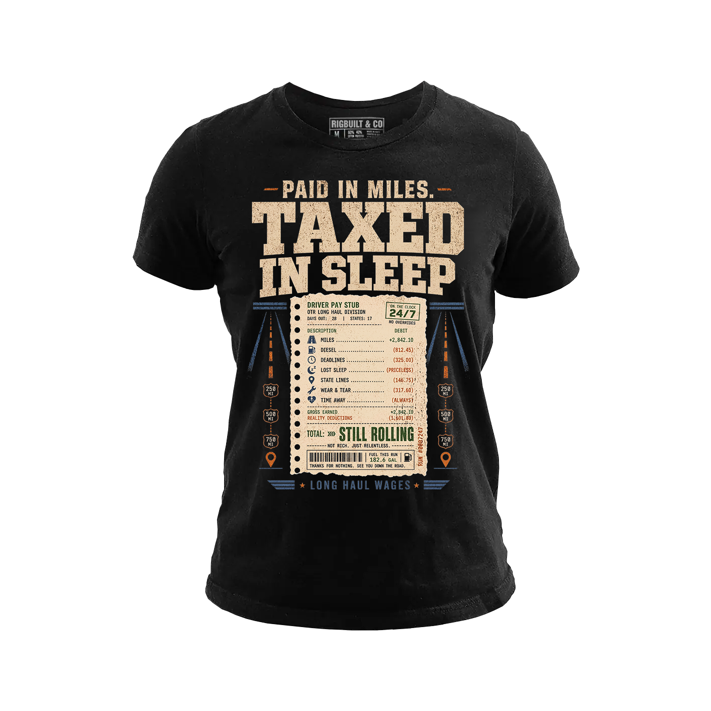 Paid In Miles Taxed In Sleep - Tee