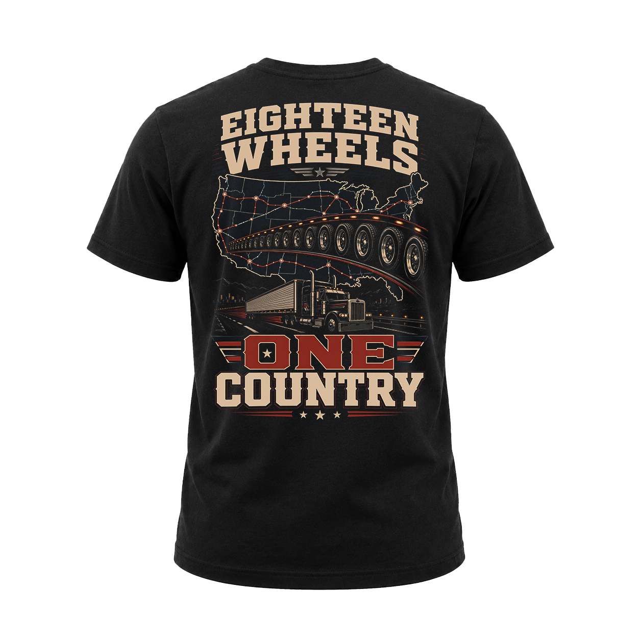 Eighteen Wheels One Country - Tee Front Back