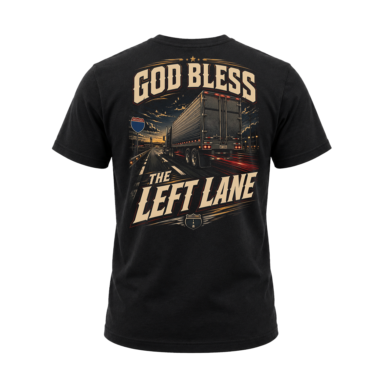 God Bless The Left Lane - Tee Front Back