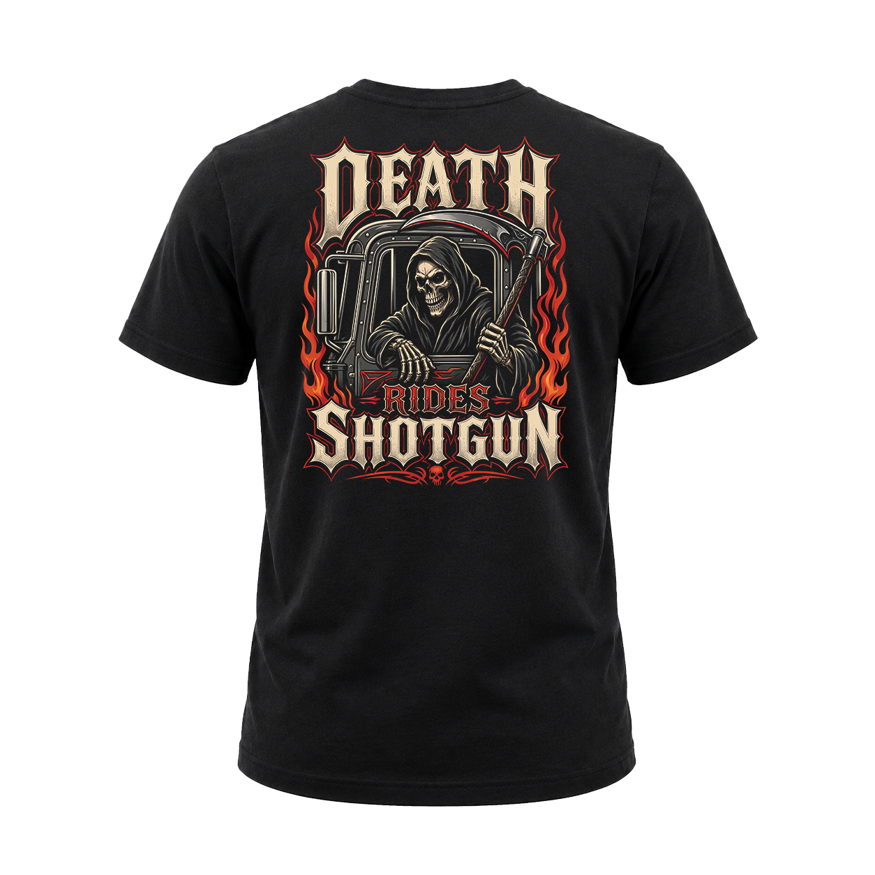 Death Rides Shotgun – Tee Front Back