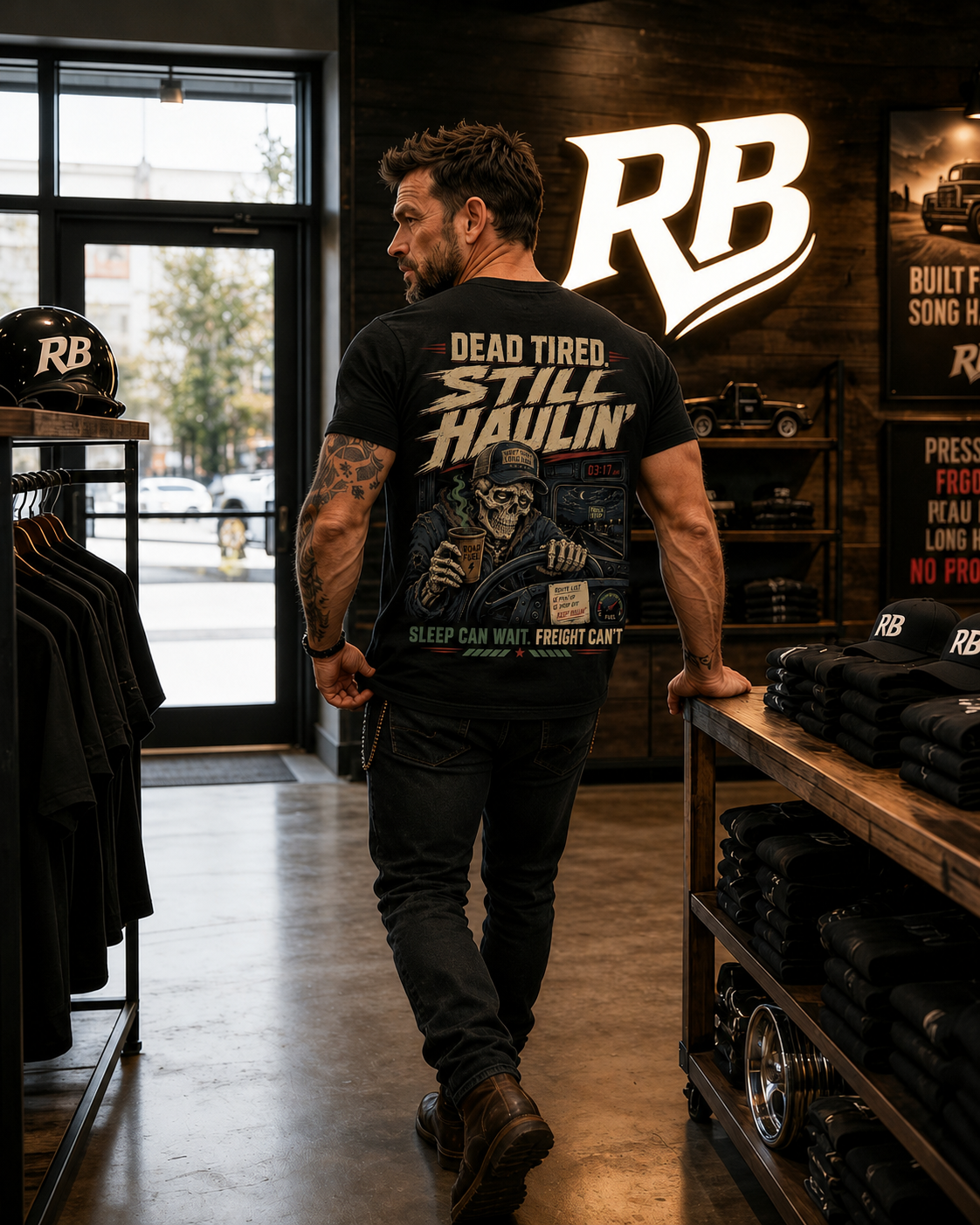Dead Tired Still Haulin – Tee Front Back
