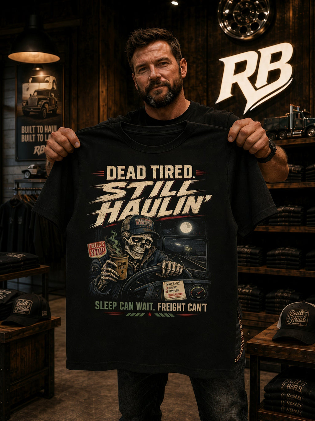 Dead Tired Still Haulin – Tee Front