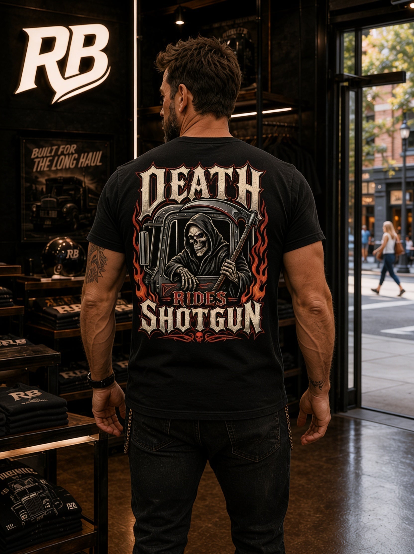Death Rides Shotgun – Tee Back