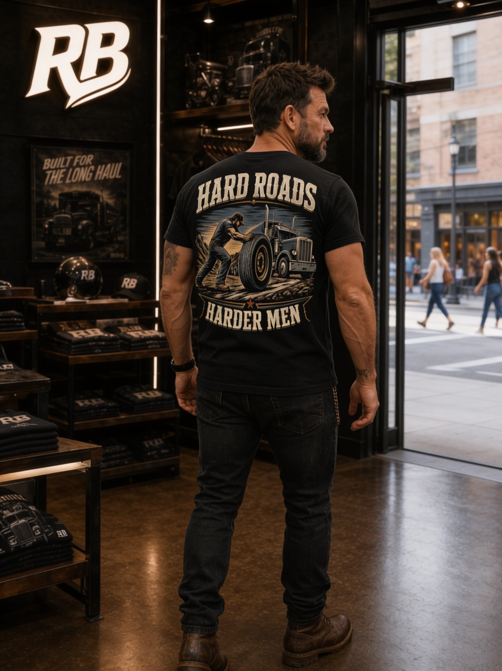 Hard Roads Harder Men – Tee Back
