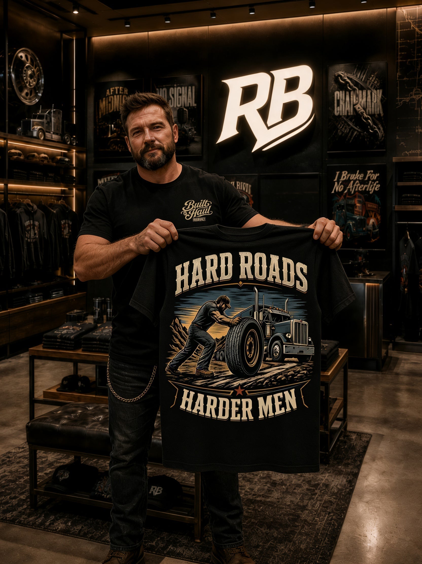Hard Roads Harder Men – Tee Front