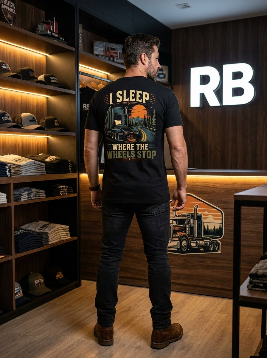 I Sleep Where The Wheels Stop - Tee Back