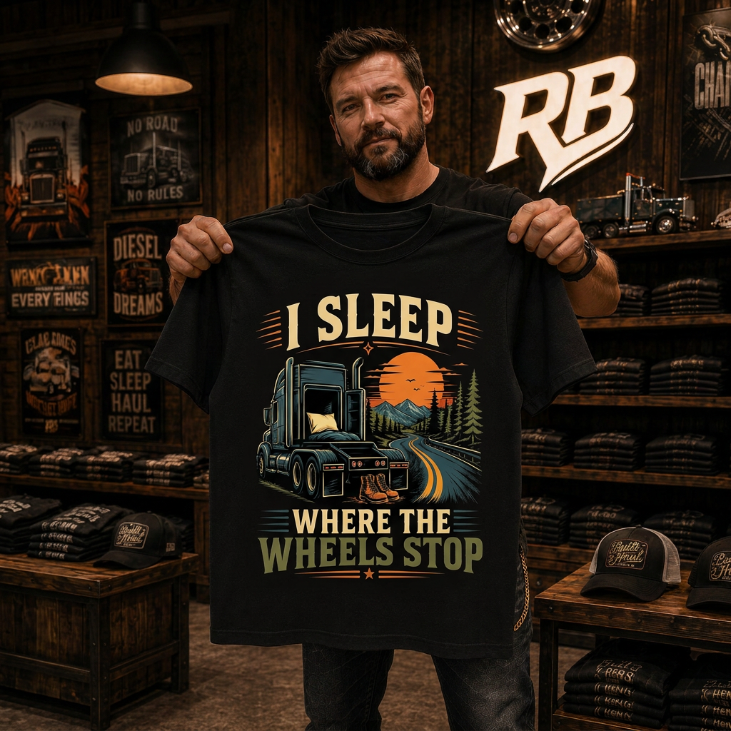 I Sleep Where The Wheels Stop - Tee Front
