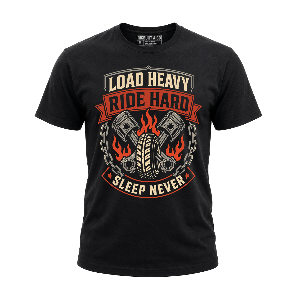 Load Heavy Ride Hard – Tee Front