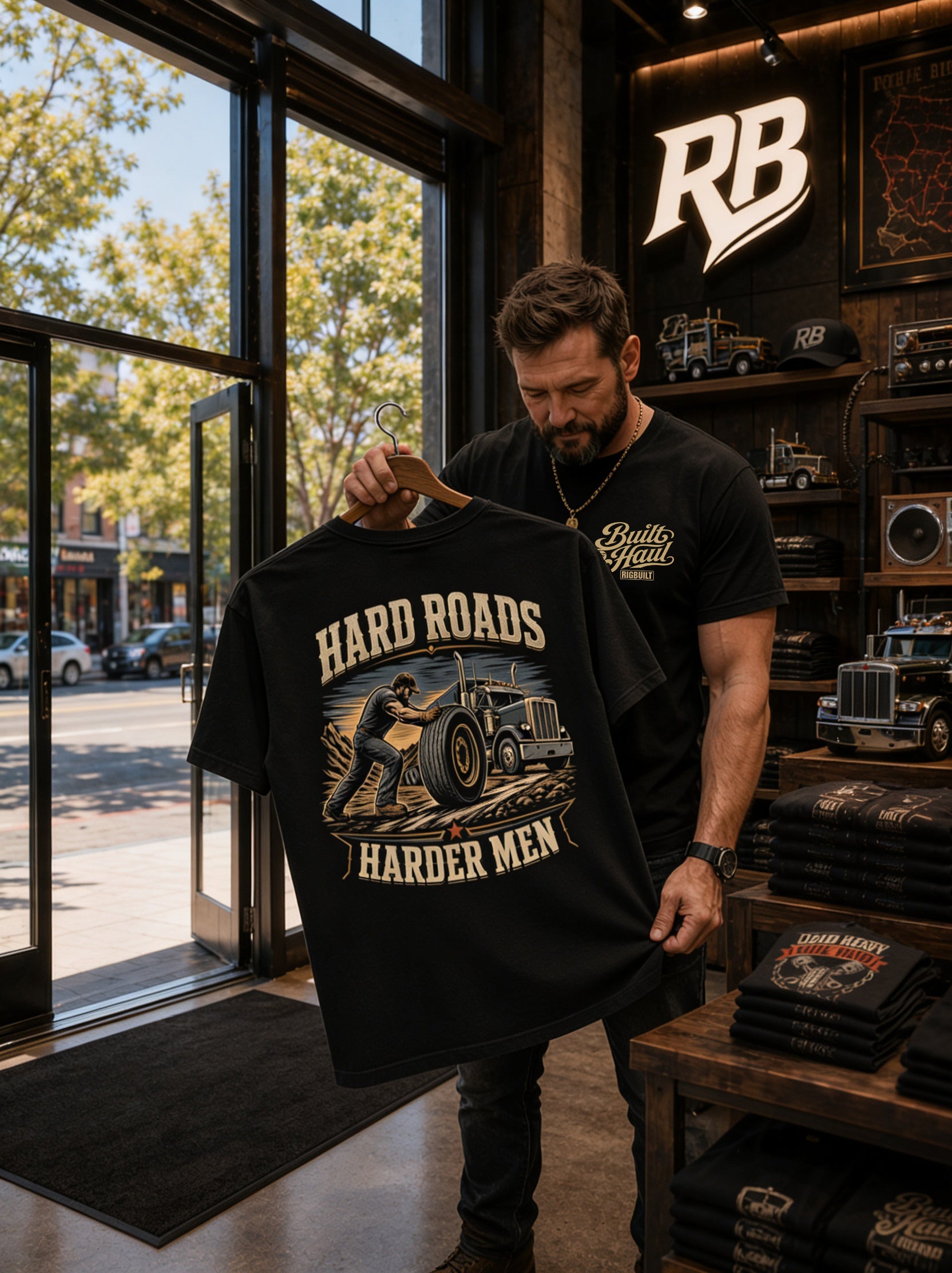 Hard Roads Harder Men – Tee Front Back
