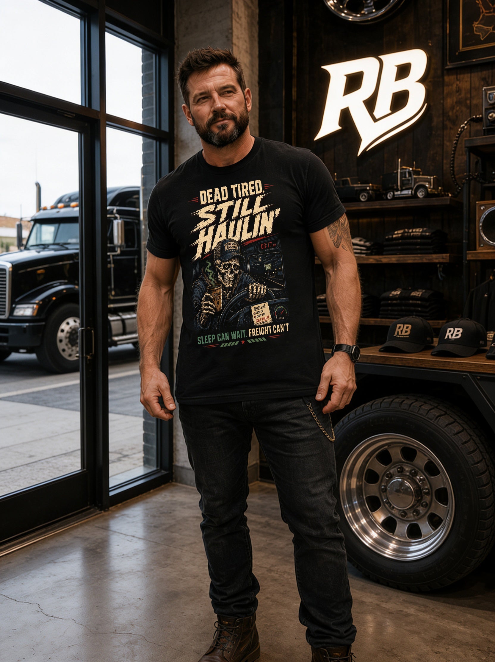 Dead Tired Still Haulin – Tee Front