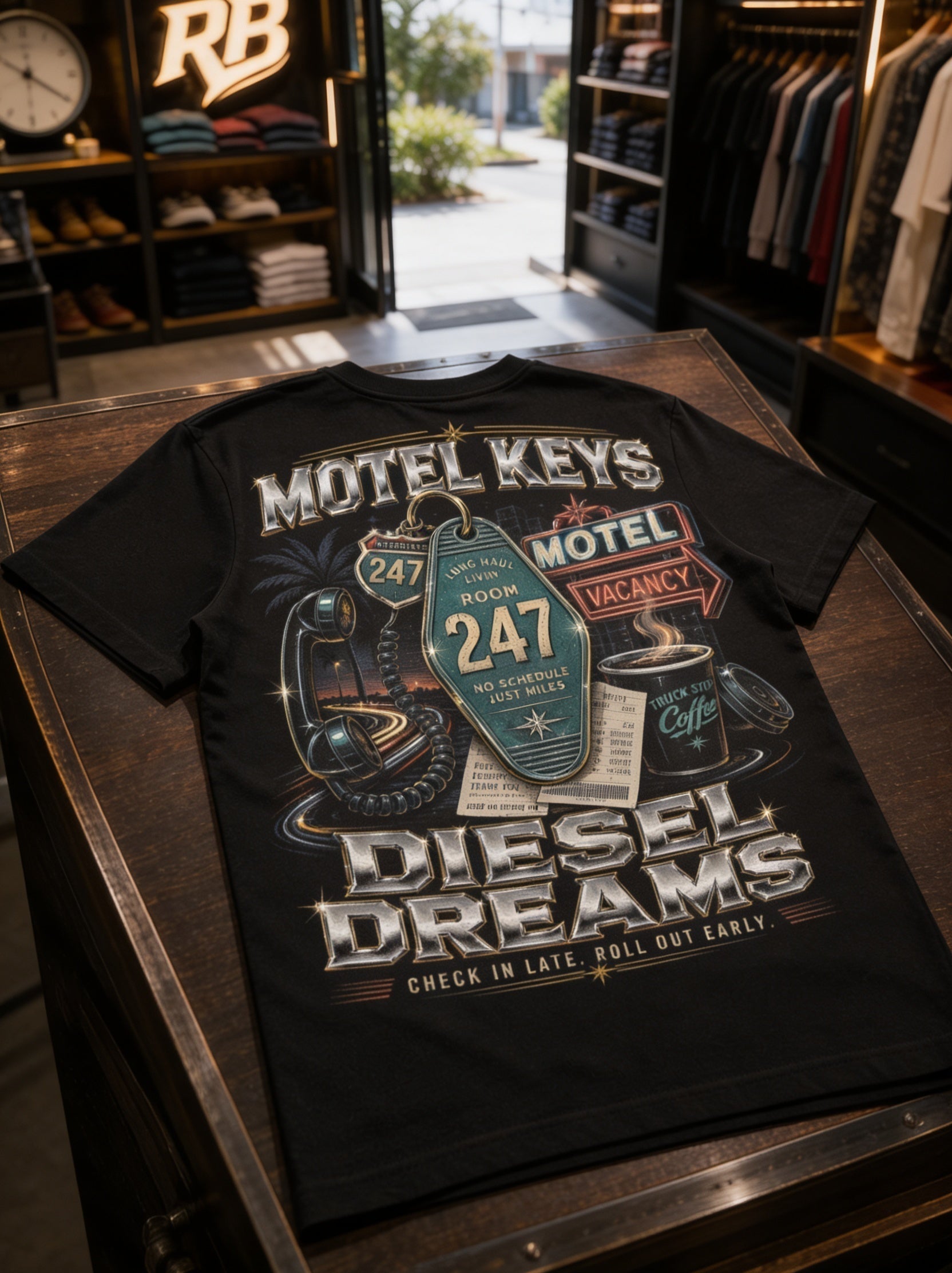 Motel Keys Diesel Dreams – Tee Front Back