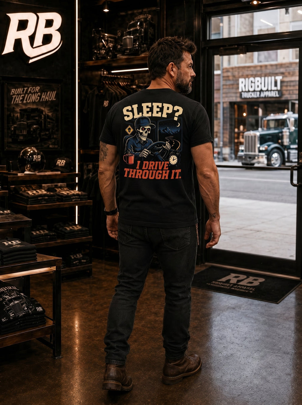 Sleep? I Drive Through It - Tee Back