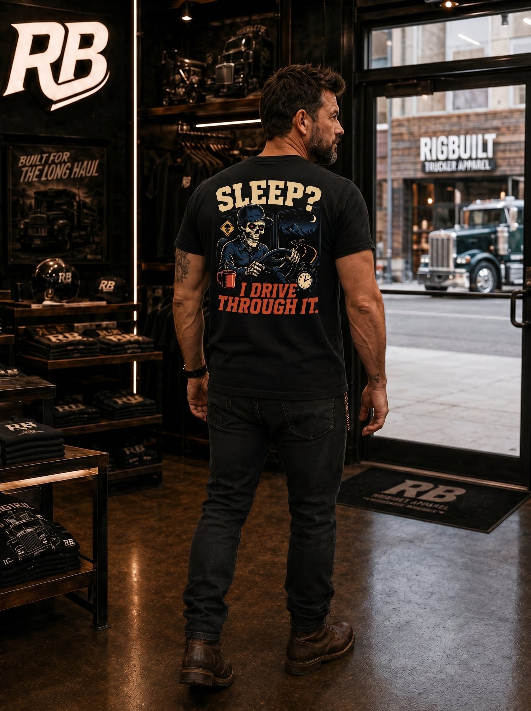 Sleep? I Drive Through It - Tee Back