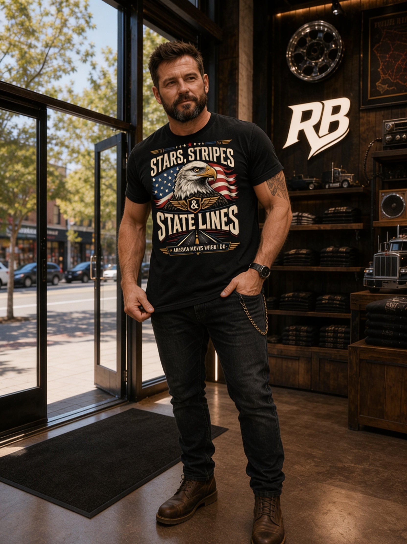 Stars, Stripes & State Lines – Tee Front
